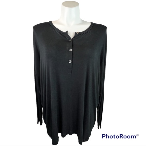 🎃SOLD🎃 CAbi Henley Long Sleeve Shirt Tunic Top 3624 Large Black - Picture 3 of 11